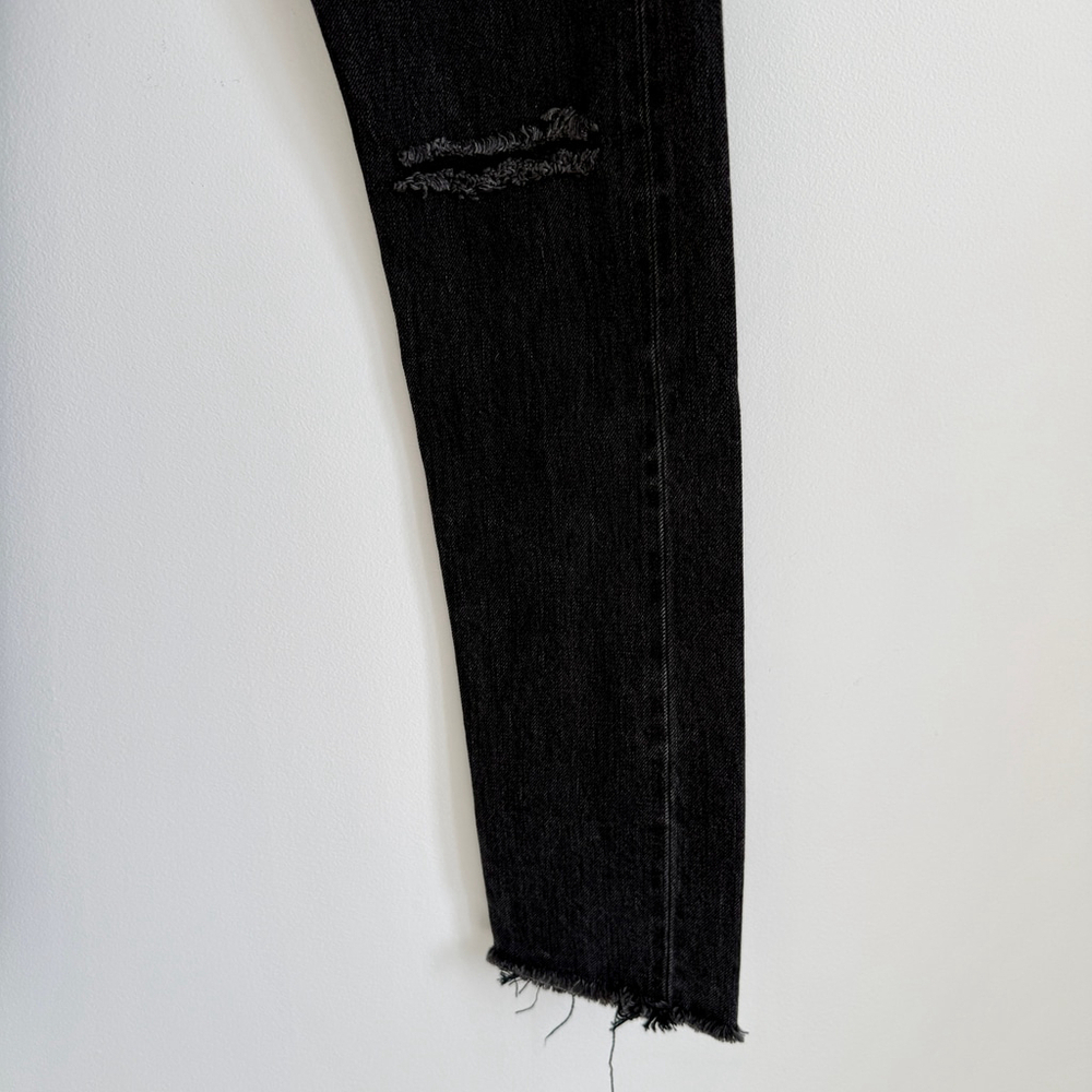 Rag & Bone Black Stone Distressed Raw Hem High Rise Slim Straight Jeans 24 New - Picture 4 of 14